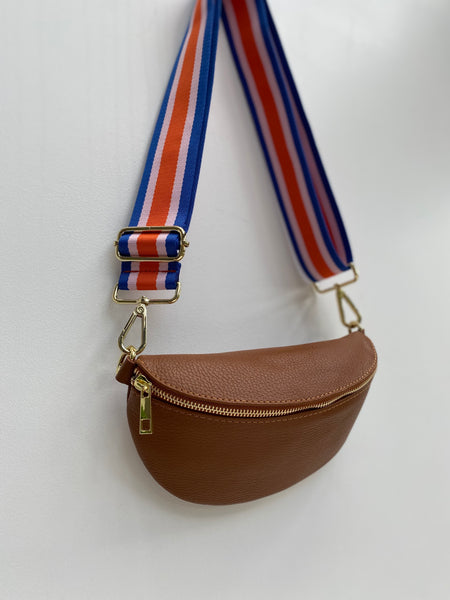 Tan Leather Waist Crossbody Bag