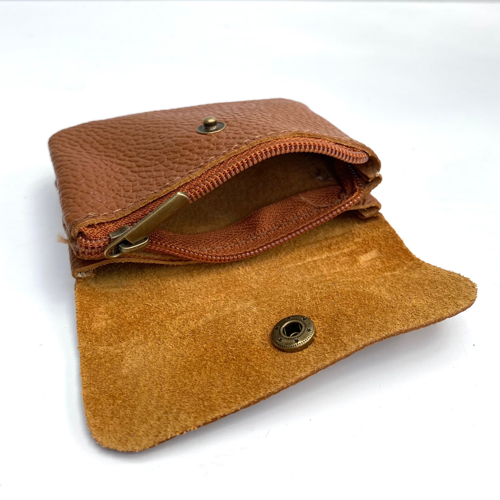 Small tan clearance leather purse