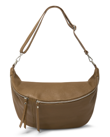 Taupe Leather XL Waist Bag (silver hardware)